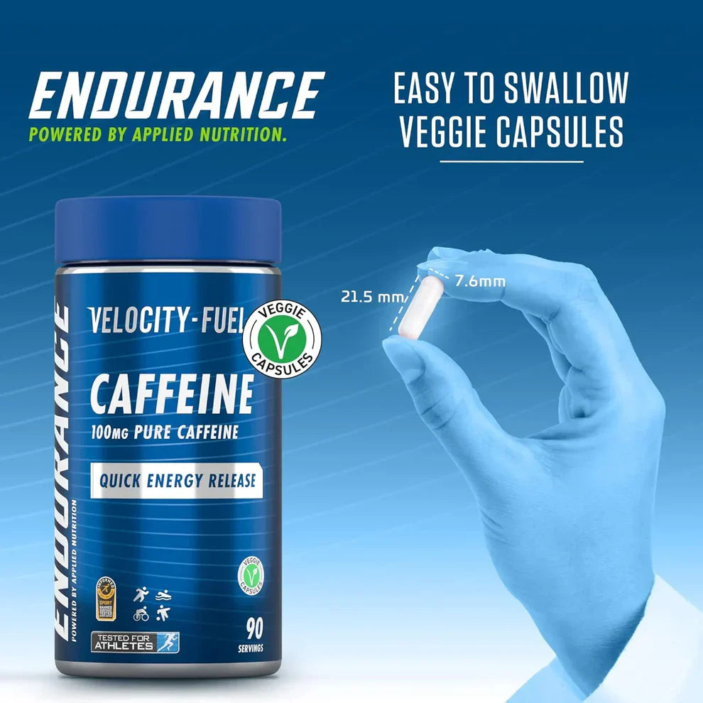 Applied Nutrition Endurance Velocity Fuel Pure Caffeine، 100 ملغ، 90 كبسولة