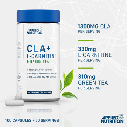 أقراص Applied Nutrition CLA L Carnitine والشاي الأخضر - 100 كبسولة