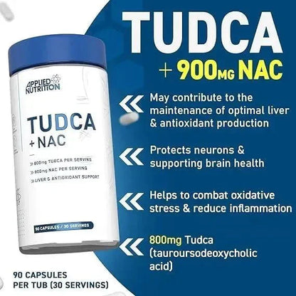 Applied Nutrition TUDCA Plus NAC، 90 كبسولة، 800 ملجم