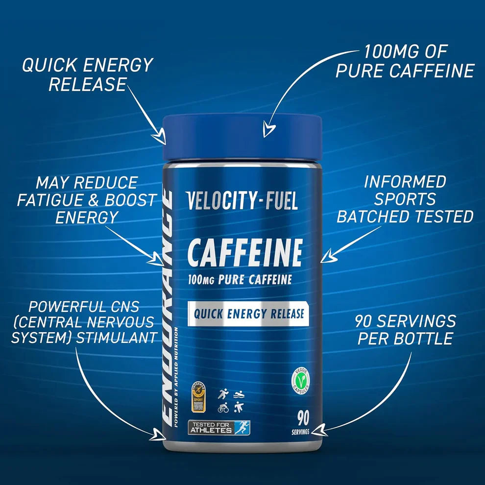 Applied Nutrition Endurance Velocity Fuel Pure Caffeine، 100 ملغ، 90 كبسولة